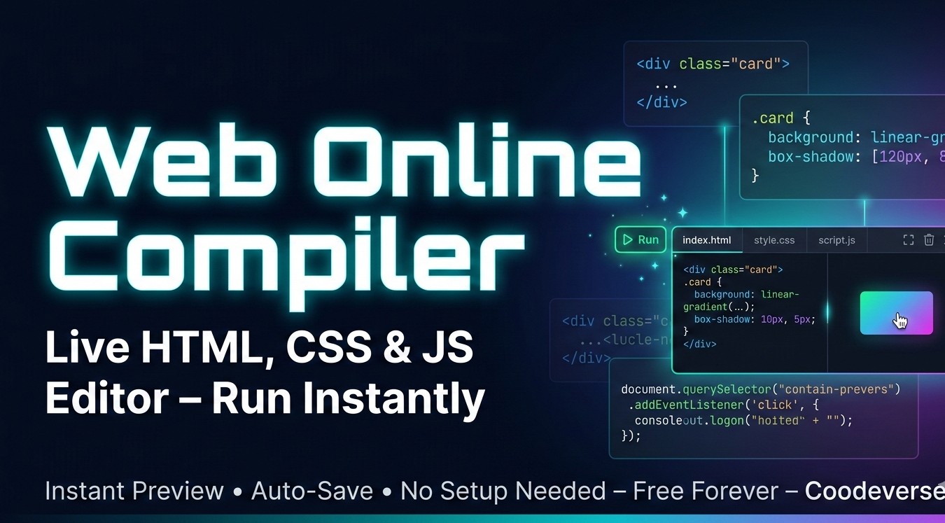 Free Online HTML CSS JavaScript Compiler | Coodeverse